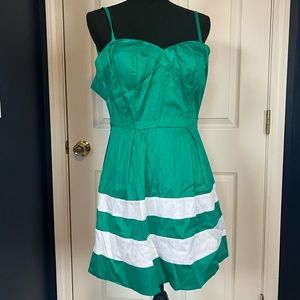 Bebe Emerald Green and white Stipe Bustier Dress XS